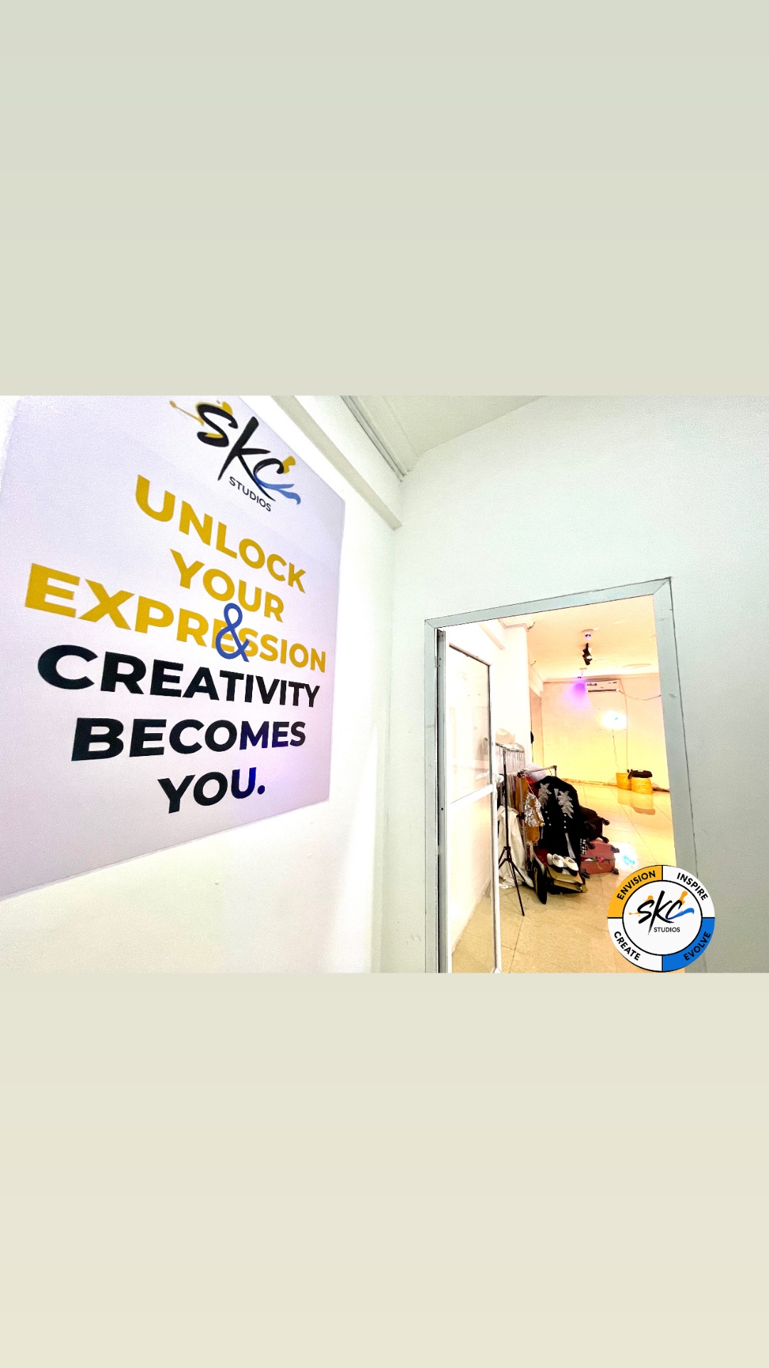 SKC Studios brand wall
